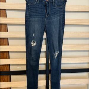 Hollister Dark Blue Distressed High Rise Jean Legging Jeggings Advanced Stretch